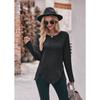 Autumn Winter Long-sleeved Round Neck Top Women's Fashion Casual Irregular Solid Color Street Style Buttons Pullover Tshirt New