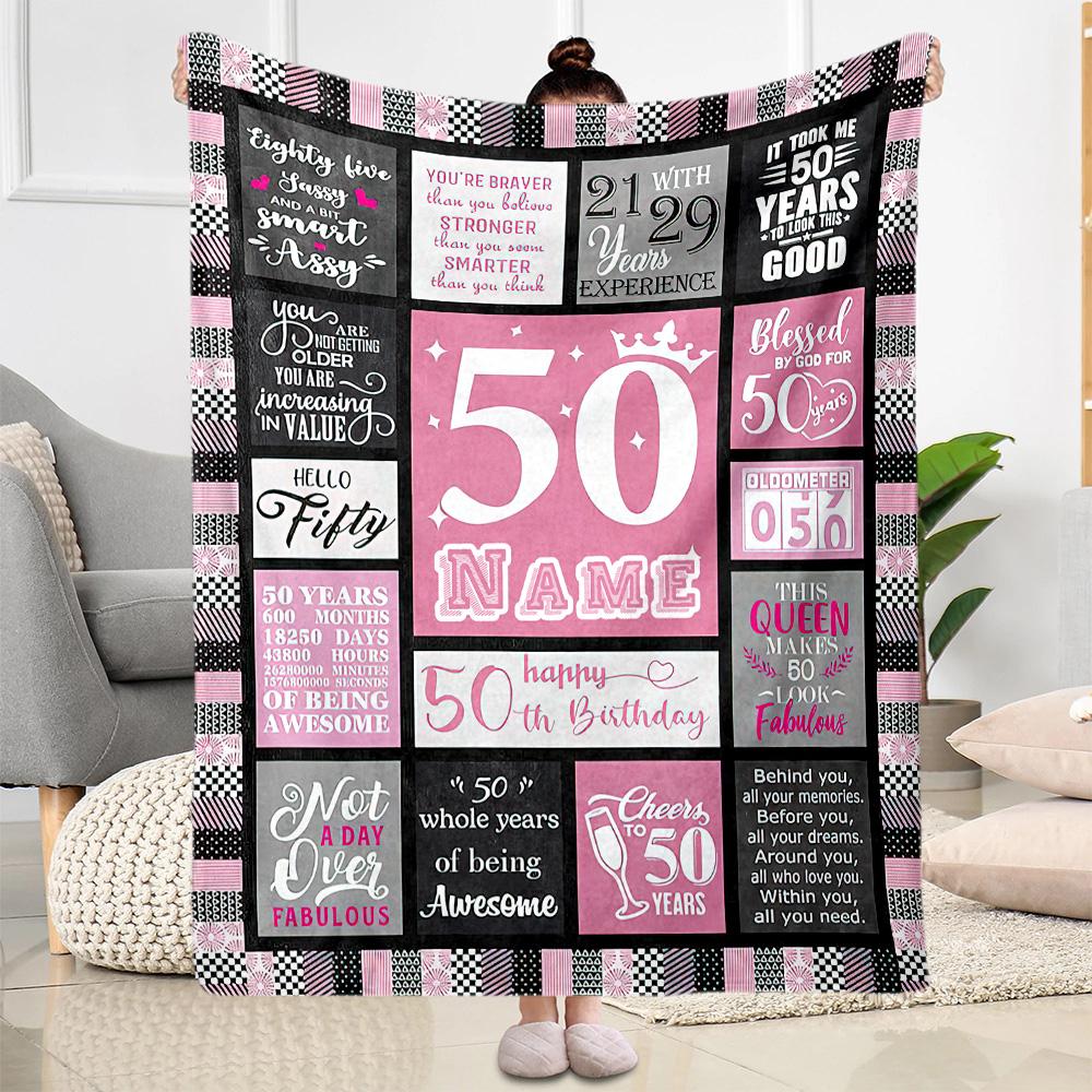 Customized Name Blanket Birthday Comfortable Soft Light Multi-purpose Blanket Suitable As Gifts for Friends Family Birthdays