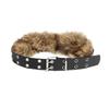 PU Leather Furry Waistband Rivet Plush Belt Fashion Leather Fur Belt  Female/Girls