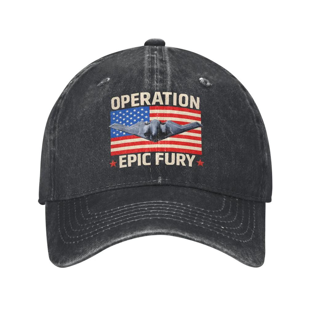 Washed Baseball Cap Operation Epic Fury Summer Trucker Hat For Unisex Women Classic Outdoor Sport Sun Snapback Cap