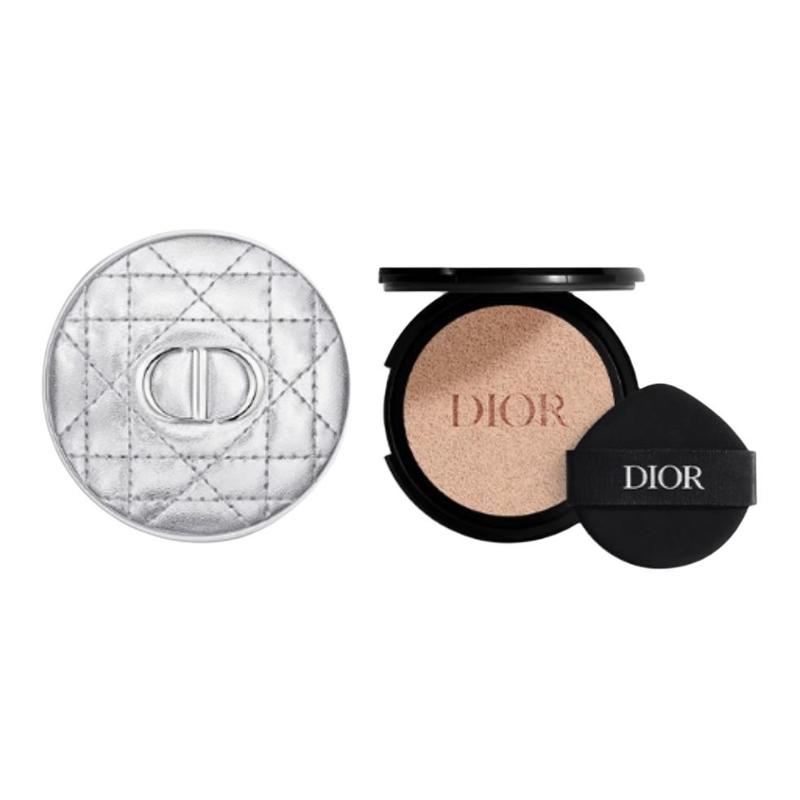 Dior Подушка Комплект из двух предметов: Ретро Серебристая Клетка Air Cushion Чехол + Желатиновый Стойкий Мягкий Матовый Air Cushion Сменная Подушечка #1N 13г