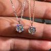 Rose Gold 2ct Lab Diamond Pendant Real 925 Sterling Silver Party Wedding Pendants Chain Necklace for Women Fine Jewelry