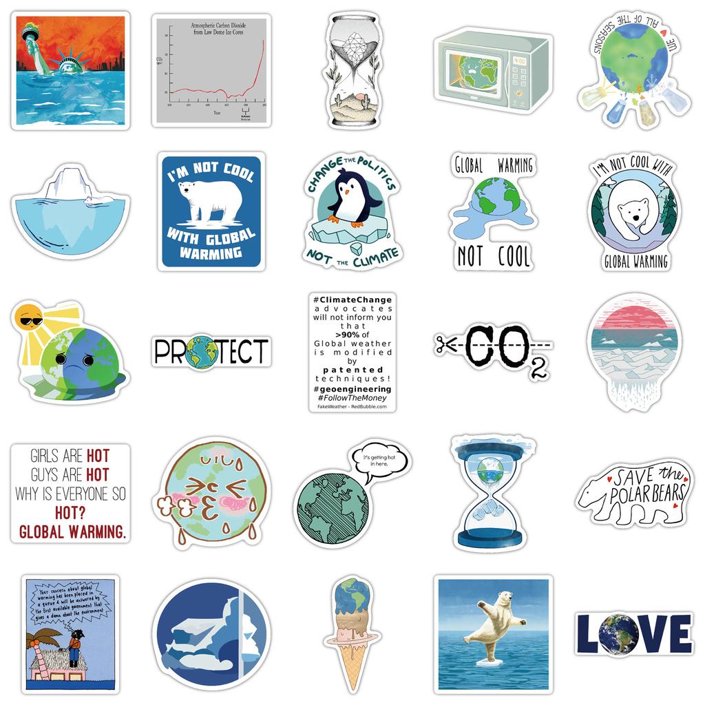 50 Глобальное изменение климата Граффити Наклейки Багаж Тележка Чемодан Ноутбук Водонепроницаемый Сделай сам