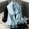 62Color Solid Women Winter Scarf Теплый Утолщенный Кашемировый Шаль Уличная Мода Роскошные Кисточки Пашмина Дамская Накидка Ветрозащитные Шарфы