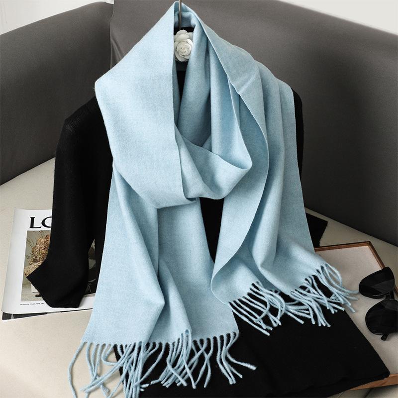 62Color Solid Women Winter Scarf Теплый Утолщенный Кашемировый Шаль Уличная Мода Роскошные Кисточки Пашмина Дамская Накидка Ветрозащитные Шарфы