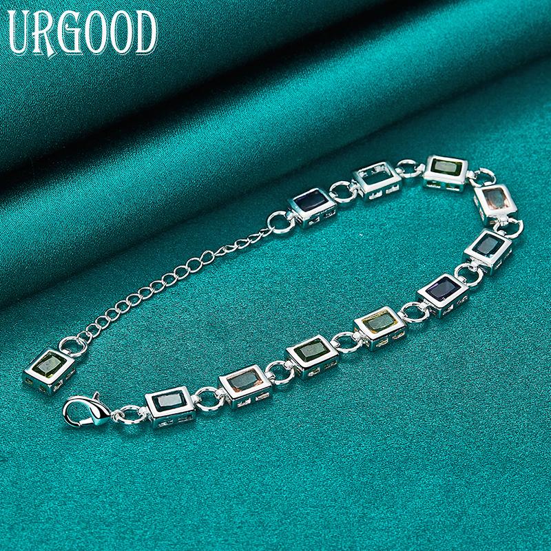 Браслет из стерлингового серебра 925 пробы с цветным цирконом ААА, модные ювелирные изделия