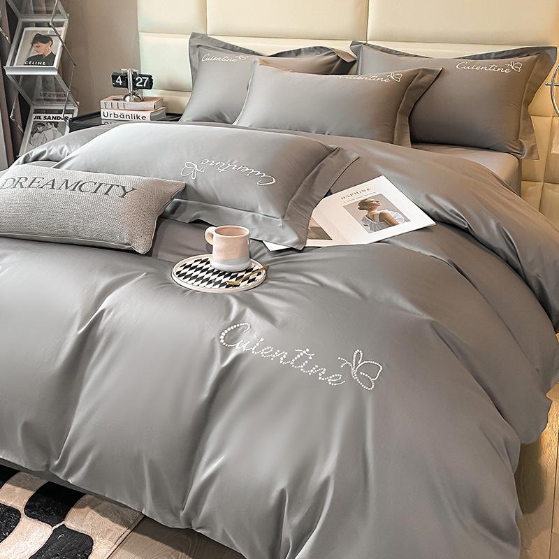 Роскошный комплект из 4 предметов из длинноволокнистого хлопка Синьцзяна: Осенне-зимние простыни, пододеяльники и постельные принадлежности