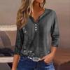 Women's Fashion Casual T-Shirt V-Neck Seven Sleeve Vintage Floral Print Button Top