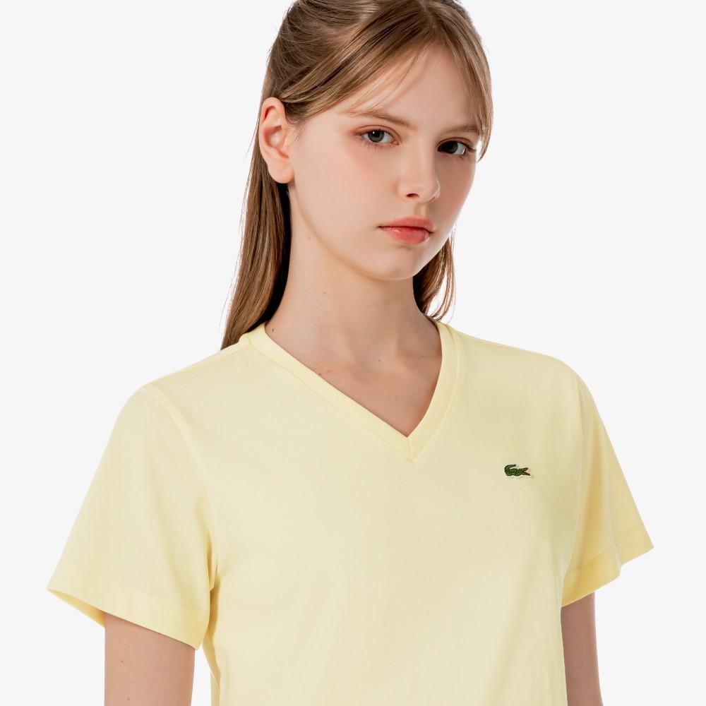 [lacoste] Women's Basic V-Neck Short Sleeve T-Shirt TF833E-56GS7G