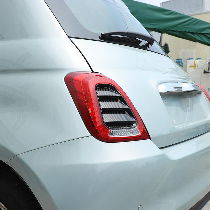 For Fiat 500 Abarth 595 695 2016-2024 ABS Carbon Fiber/Black Rear Tail Light Cover Decorative Sticker Car Exterior Accessories
