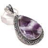 Chevron Amethyst Handmade 925 Sterling Silver Jewelry Pendant 2.36" H6d32