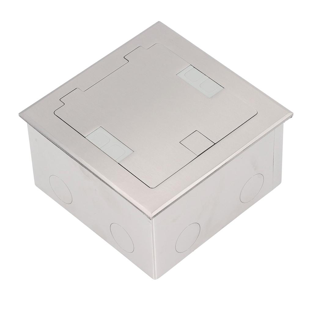 Recessed Floor Outlet Box Water Proof Stainless Steel Flat Socket 16A 2   3 Holes USB   Port Silver