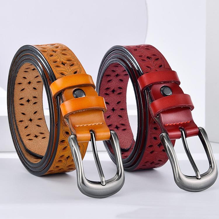 Женский ремень Кожаный Полый Ремень из Коровьей Кожи Тонкий Декоративный Ремень