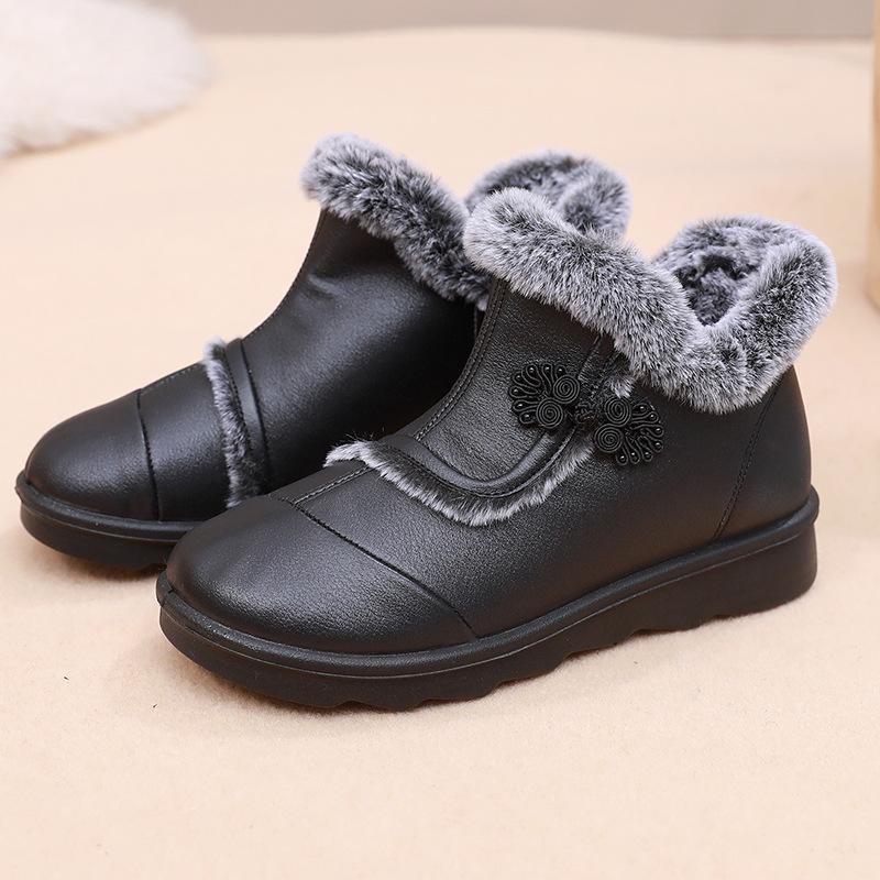 Женские зимние зимние ботинки на подкладке из искусственного меха, уличные противоскользящие теплые ботильоны из искусственной кожи, короткие ботинки на флисовой подкладке, повседневная женская обувь с высоким берцем
