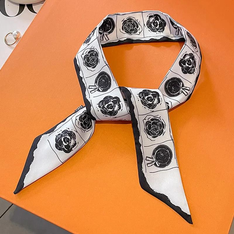Fashion Skinny Silk Scarf for Women Fashion Hair Ribbons Headbands Bandana Female Bag Wrist Wrap Neckerchief Foulard Neck Ties