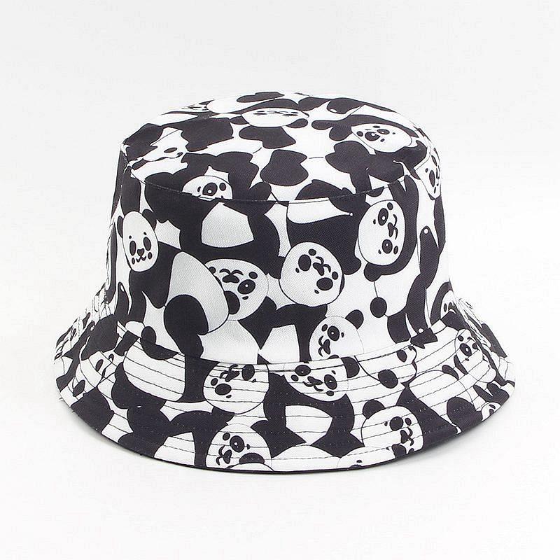 Cow Reversible Black White Cow Panda Zebra Pattern Bucket Hats Fisherman Caps for Women Summer Double Side Bonnet Hat for Women