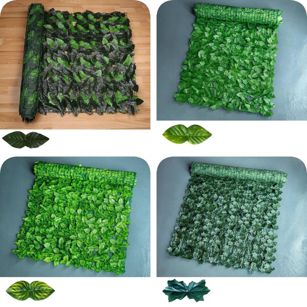 Панель искусственной листвы пышного зеленого цвета для наружного декора и экрана для уединения