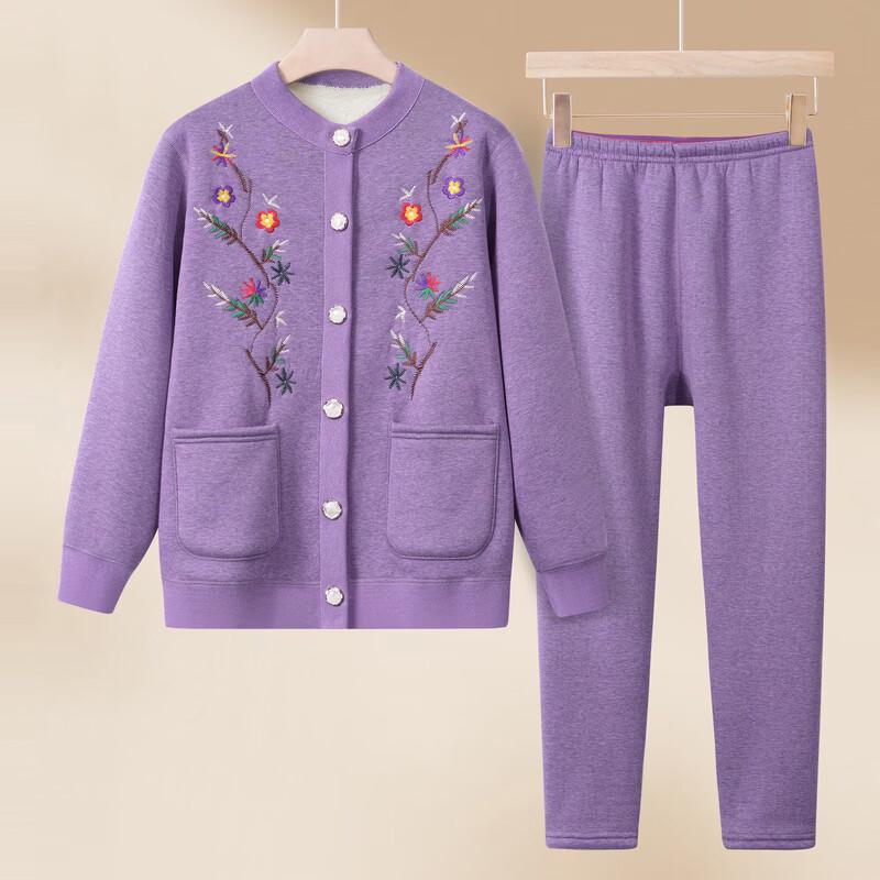 Fengxiao Winter Floral Long-Sleeved Round Neck Loungewear Set