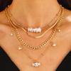 European & American Multi-Layer Shaped Pearl Hip-Hop Necklace with Snake Chain