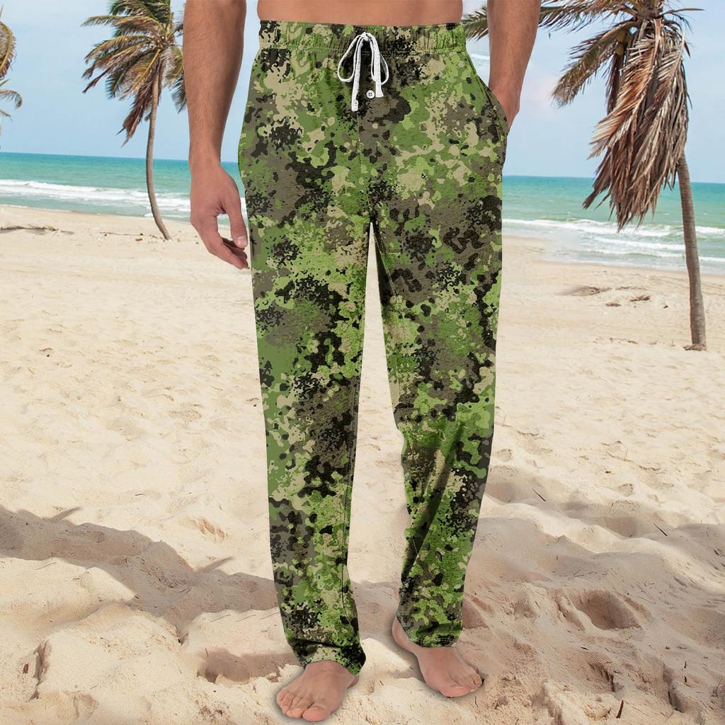 Мужские трикотажные модные повседневные брюки с напечатанным карманом, пижамные брюки