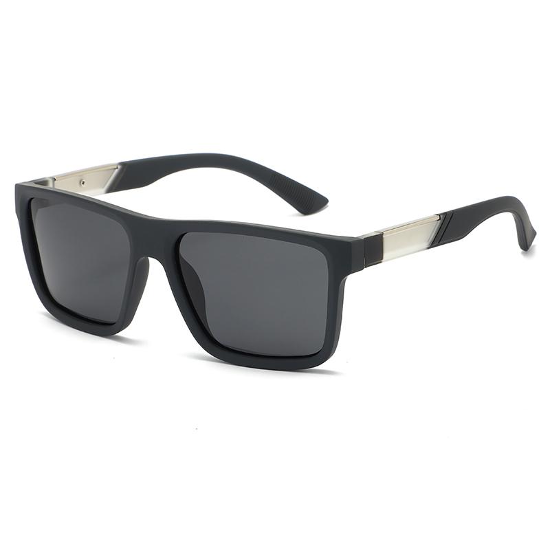 Textured Square Sunglasses Metal Edging Design Simple Frame Shape Face Shape Friendly Daily Versatile Sunscreen Sunglasses 3010