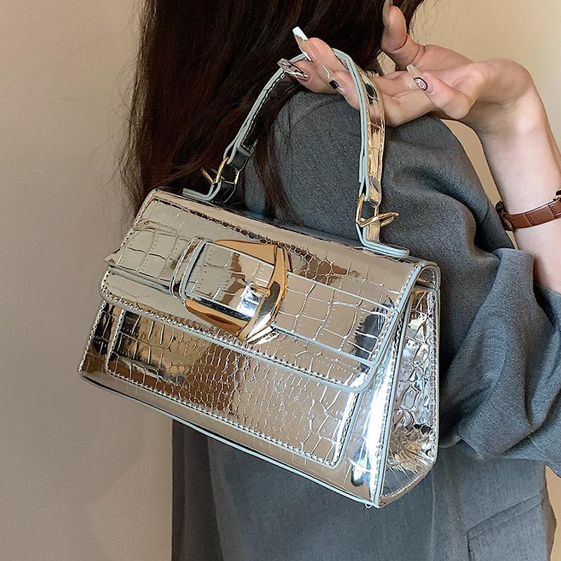 Silver Fashion Women's Shoulder Bag New Temperament Versatile Stone Pattern Handbags Luxury Designer Female Crossbody Bags