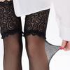 Women's Sheer Thigh High Stockings Black Wide Lace Fishnet Stockings