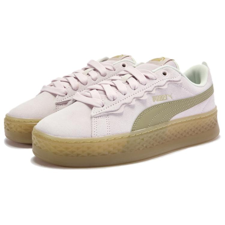 Puma Smash Platform Scallop Fashion Retro Low-Top Sneakers Women Sneakers Pink 406748-01