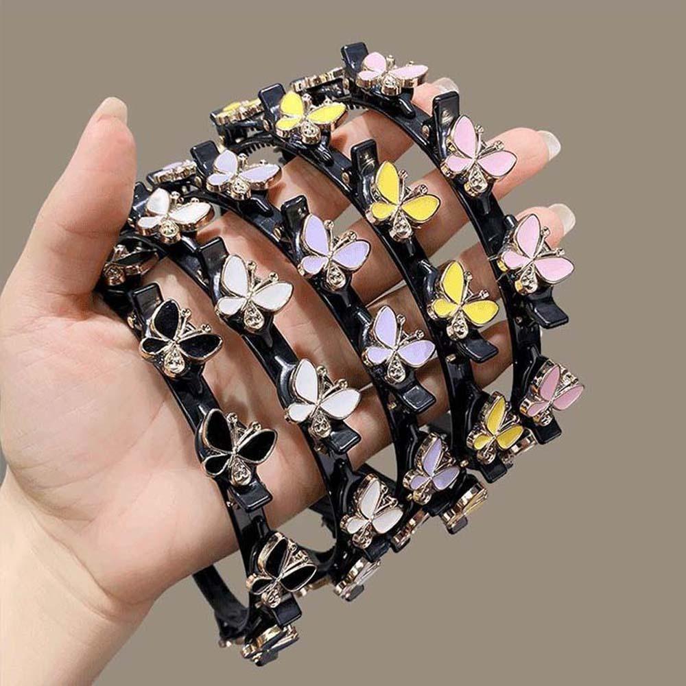 Shiny Women Butterfly Hair Hoop Sweet Rhinestone Bangs Clip Headband Twinkle Hairband Daily