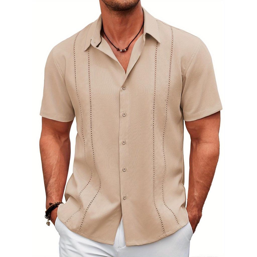 Men's Casual Short Sleeved Button Up Shirt, Summer Beach Shirt