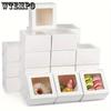 25pcs White Bakery Boxes with Clear Window Gift Packing Box Cookie Boxes Treat Boxes Mini Cake Boxes for Dessert Macarons Chocolates Pastry and Baked