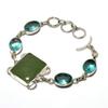 Green Apatite Blue Topaz Gemstone 925 Silver Plated Jewelry Bracelet 6-8"