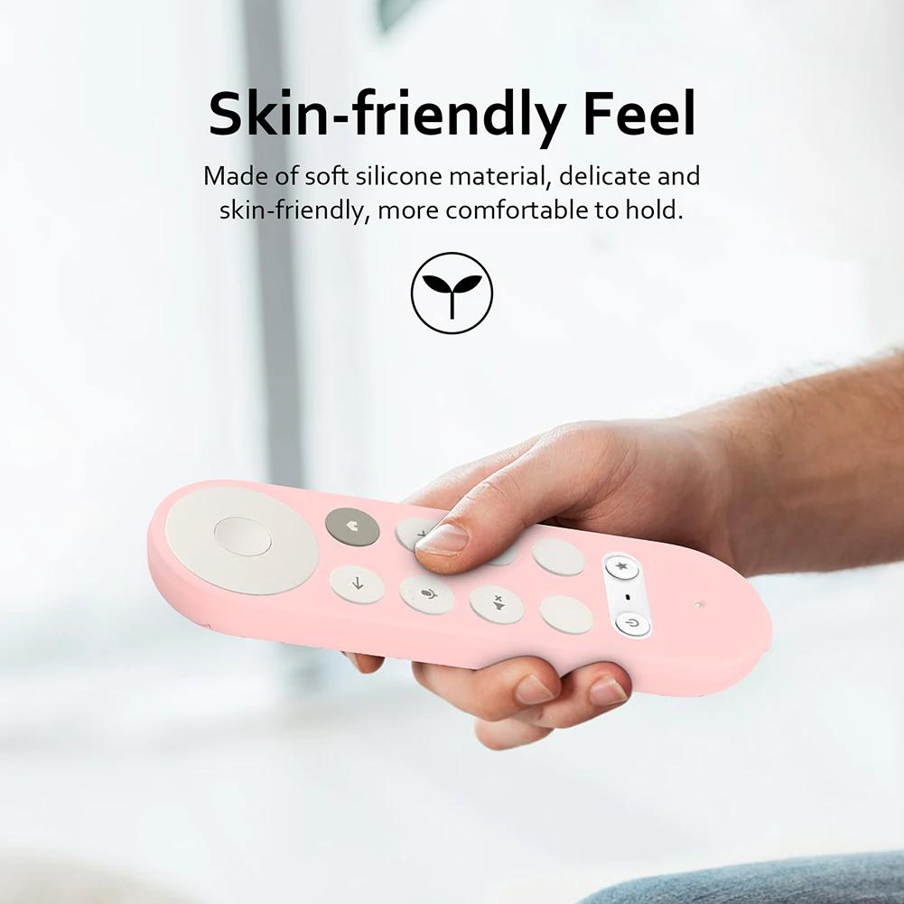 Silicone Remote Case Anti-Slip Protective Cover with Lanyard TV Remote Control Case Remote Cover for Google TV Streamer 4K