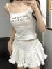 Женская белая мини-юбка, милая, в стиле балета, верхняя одежда, высокая талия, кружевная, А-силуэт, короткая юбка, одежда 2010 года, лето