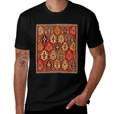 Винтажная Турецкая Килимная Племенная Коверная Печать Футболка Мягкая Повседневная Хлопковая Футболка с Коротким Рукавом