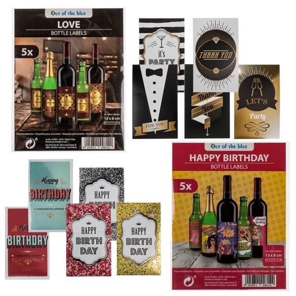 Этикетки для бутылок вина и шампанского Набор 20 самоклеящихся