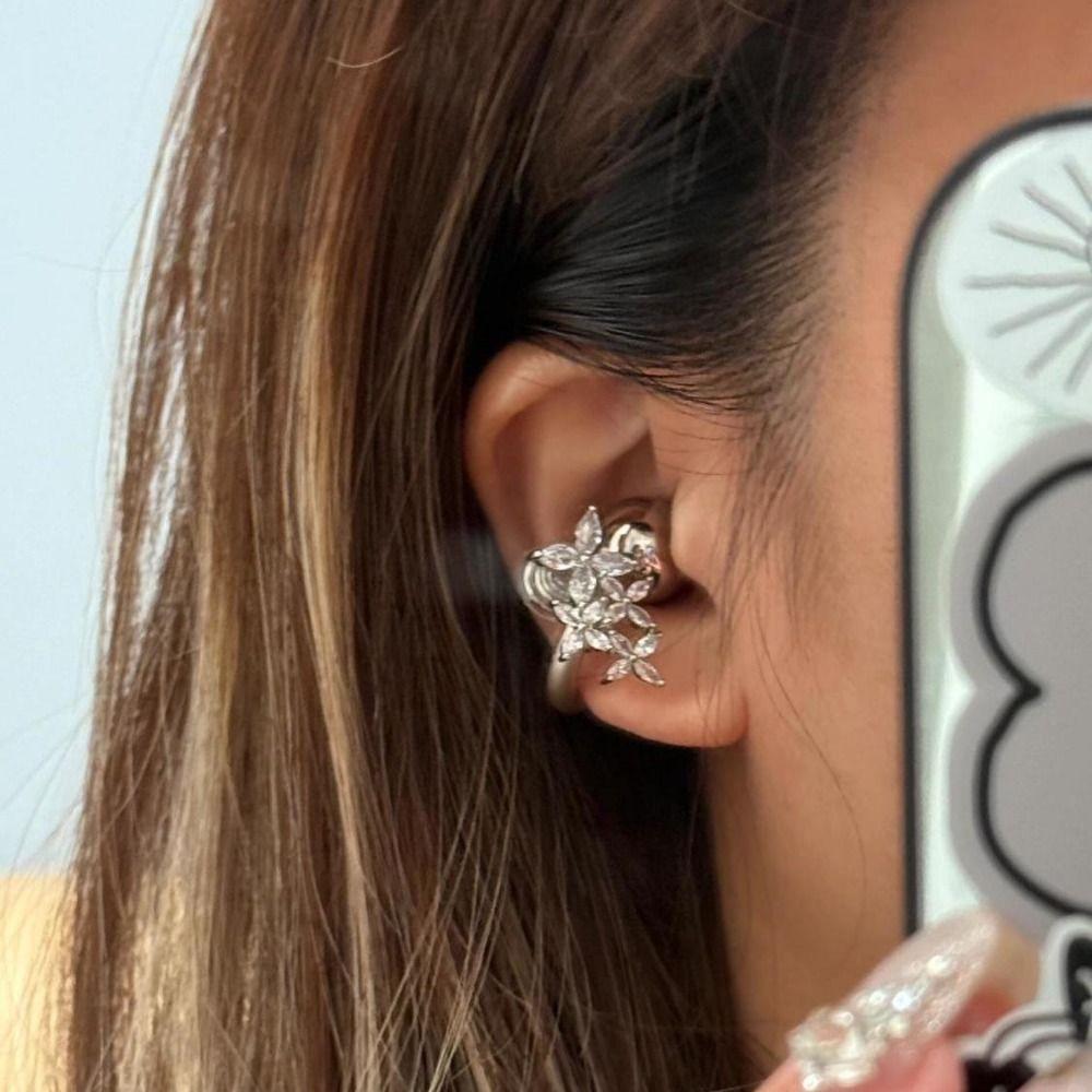 Exquisite Flash Rhinestone Ear-Clip Transparent Wings Ear Clip Sweet Butterfly Earrings Cosplay