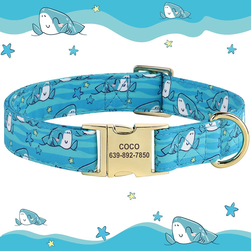 Ошейник для собак с цветком, персонализированные ошейники для собак, нейлоновый ошейник с пряжкой для домашних животных, регулируемый для маленьких, средних и больших собак, SML