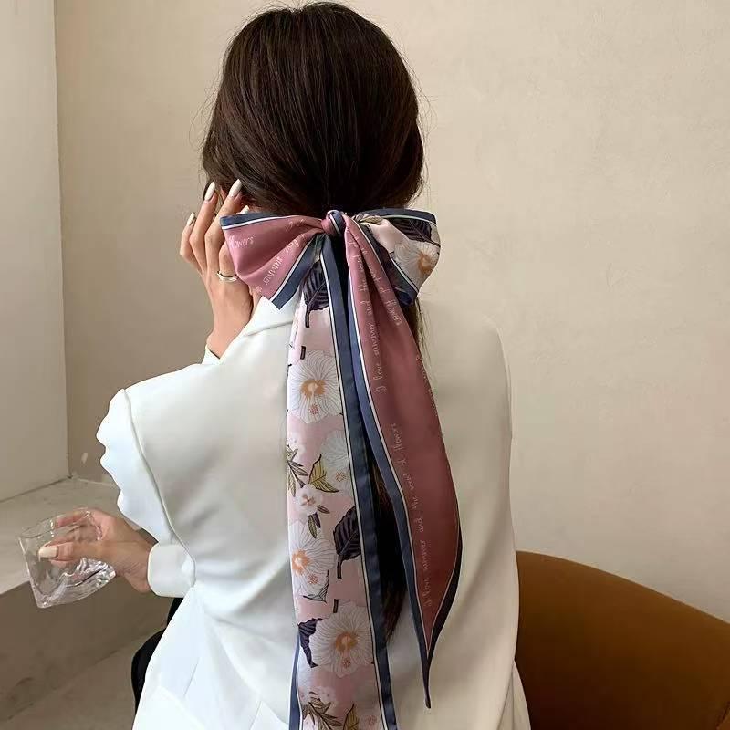 Classic French Silk Scarf: Retro Headband & Hair Ribbon for Women