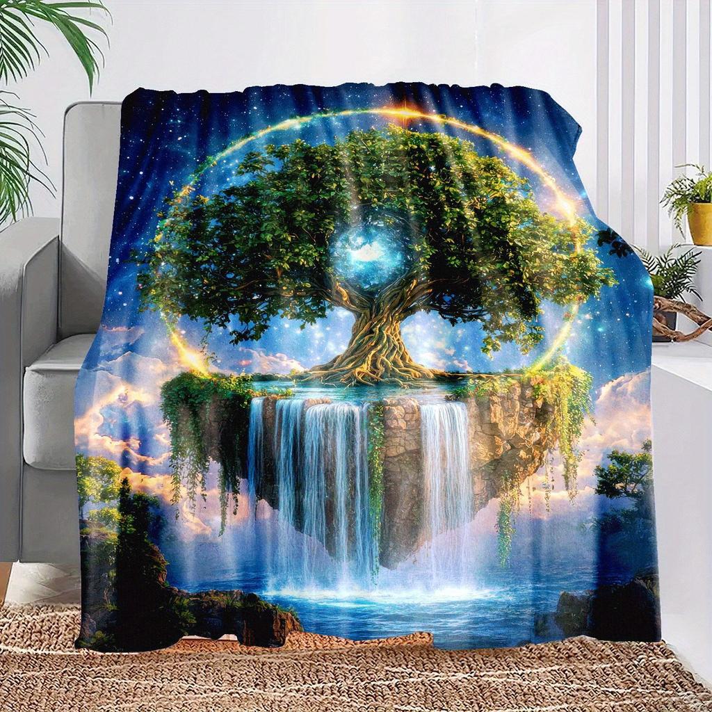 1 Luxurious Large Tree Print Fleece Throw Blanket - Ideal Gift for African Girls, Daughters, and Granddaughters - Versatile for