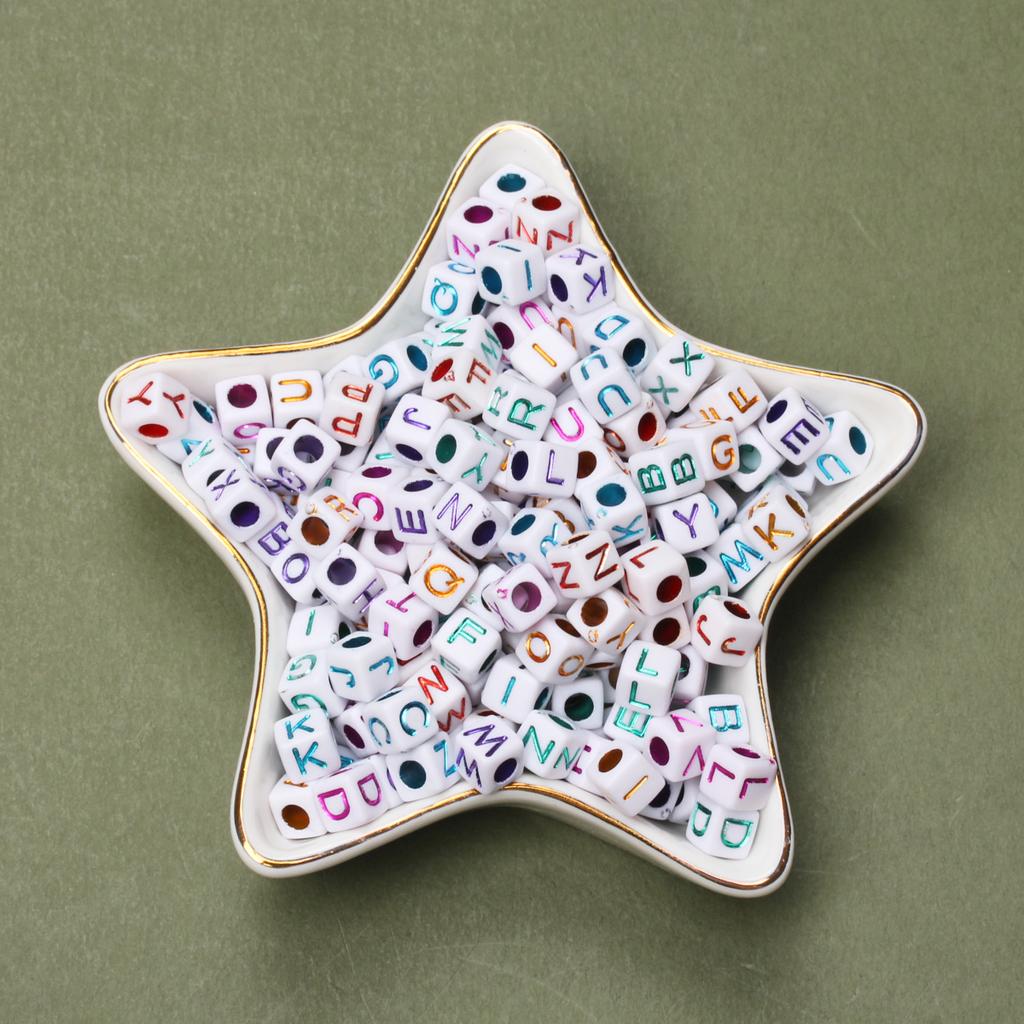 Мода 80 шт 6 мм Акриловый куб Материал Квадратная буква Сосновые бусины Ручной работы Браслет Изготовление ювелирных изделий Аксессуары DIY