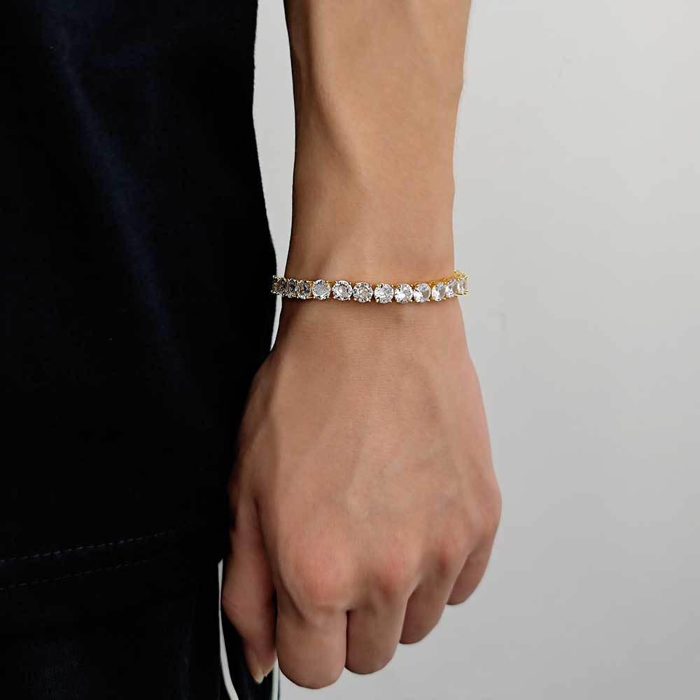 Trendy 18K Gold-Plated Zircon Tennis Bracelet for Men – Hip-Hop Style