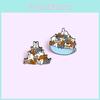 Charming Cartoon Animal Brooch Featuring Playful Cat In Bowl Fun Design For Accessories