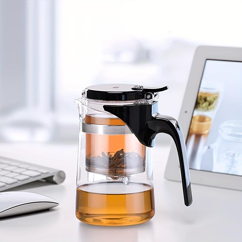 1 шт. термостойкий стеклянный чайник, чайник в современном стиле с заварочным устройством для чая, чайник для бизнеса, офиса, бытовой чайник для домашнего офиса, ресторана, отеля, чая