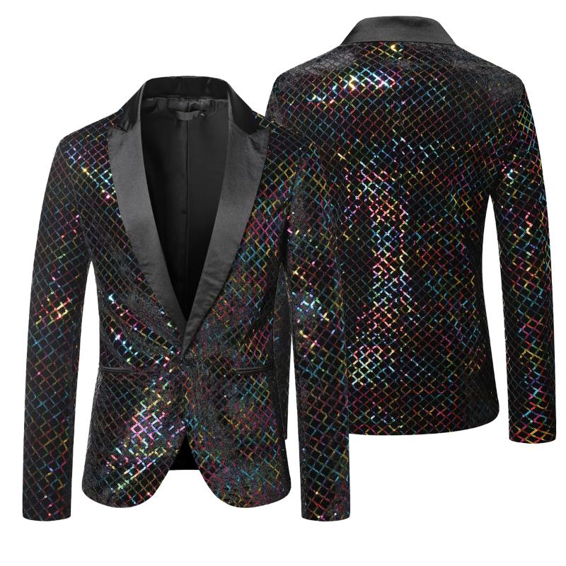 Мужской костюм-смокинг, костюм для вечеринки, пальто с блестками, джентльменский пиджак, куртка, костюм на одной пуговице