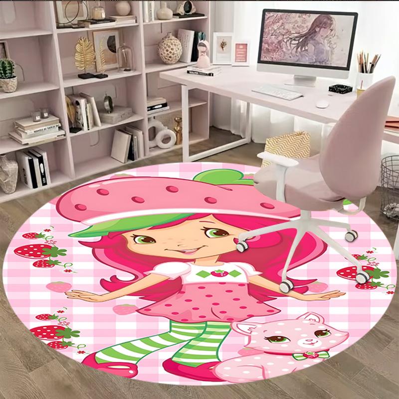 1pc Princess Strawberry9 Carpet, Round Rug, Comfortable, Suitable for Entryways, Living Rooms, Office, And Bedrooms, Christmas Decoration