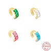 S925 Sterling Silver Rectangular Diamond-Set Fresh And Eye-Catching Ear Clips Single Without Ear Piercings, Earrings, Earbone Clips