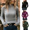 Зимний длинный женский свитер с высоким воротником, повседневный облегающий топ, осенняя футболка, блузка