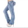Women Fashion High Waist Slim Casual Washed Straight Jeans S-3XL