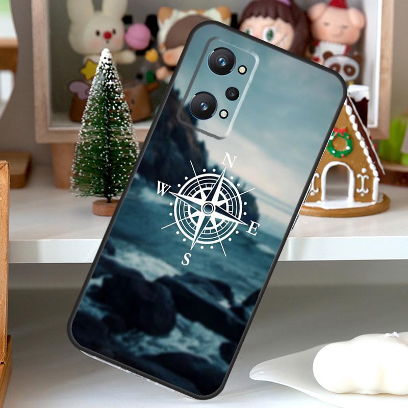 World Map Compass Nautical For OPPO Realme C55 C35 C33 C31 C30 C25 C21Y C11 GT Neo 5 3T 2T Realme 10 9 11 Pro Plus Case